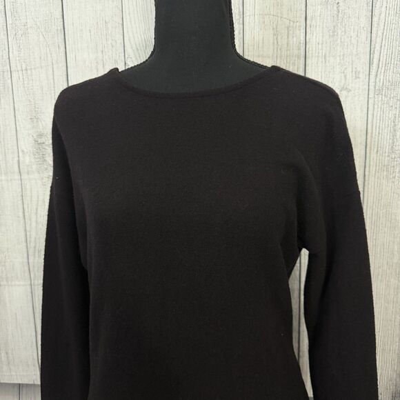 NWT J. Crew Women's XS Black Reversible V-Back Tunic Long Sleeve Sweater h9770 - Picture 2 of 12